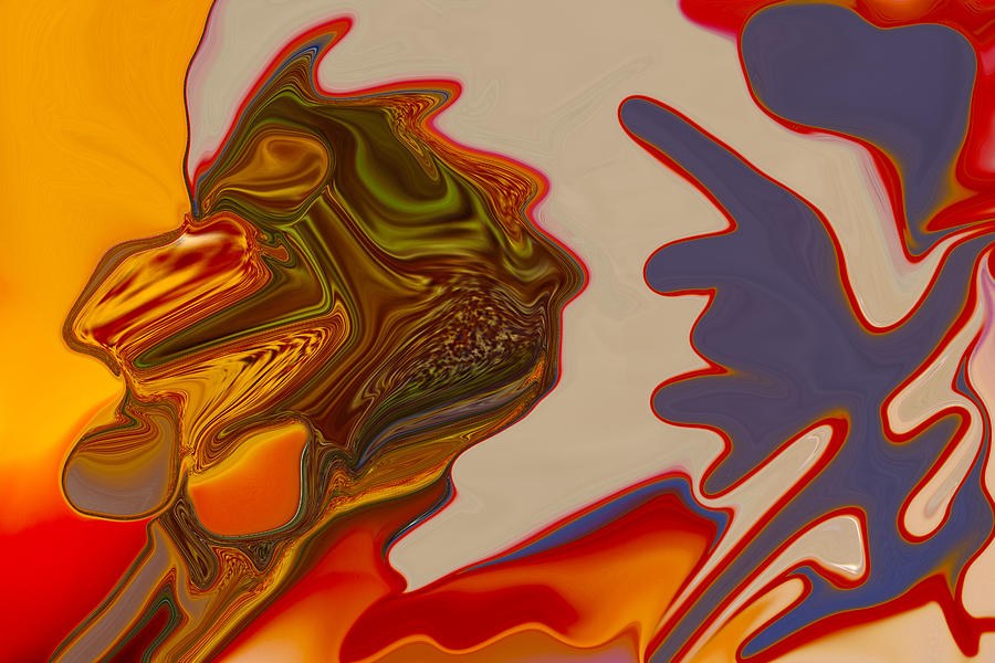 Amber Meets Blue Reach: Fluid Abstract by Omaste Witkowski