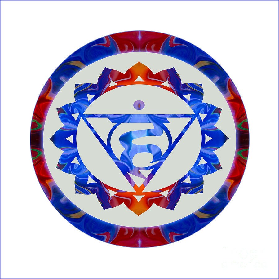 16 Lotus Petals Vishuddha Abstract Chakra Art by Omaste Witkowsk by Omaste Witkowski