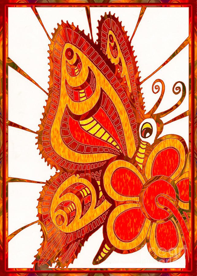 A Brilliant Kiss of Hope Abstract Butterfly Art by Omaste Witkow by Omaste Witkowski
