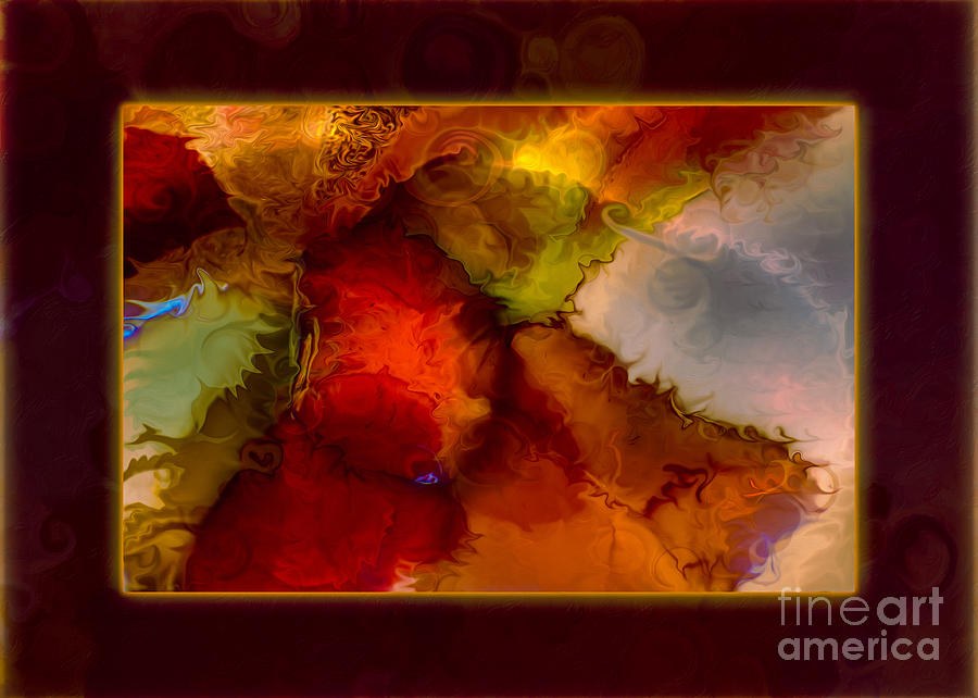 Ember Drift, Red and Gold Fluid Abstract by Omaste Witkowski