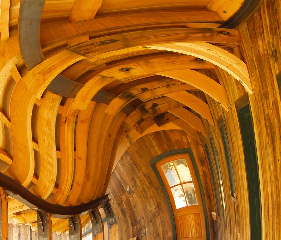 The Amber Bend, Curved Wooden Passage by Omaste Witkowski