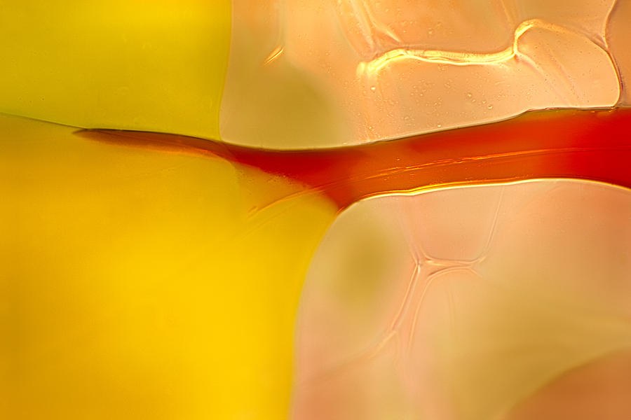 Ember Seam, Red-Orange Abstract in Yellow and Peach by Omaste Witkowski