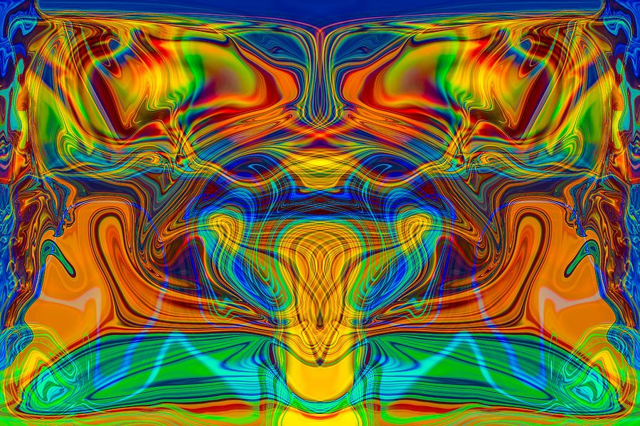 Glow Mask - Symmetrical Liquid Swirl Abstract by Omaste Witkowski