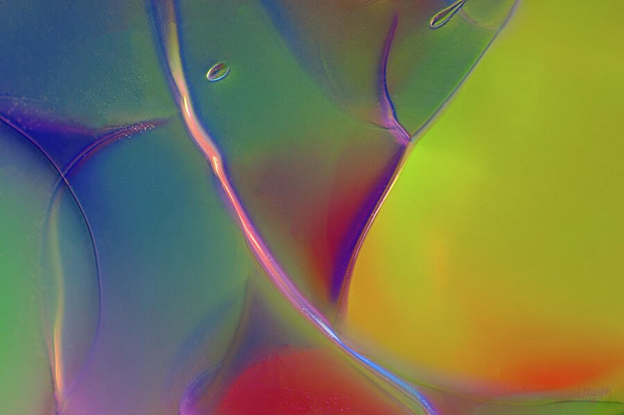 Thread of Light, Green and Yellow Abstract Macro by Omaste Witkowski