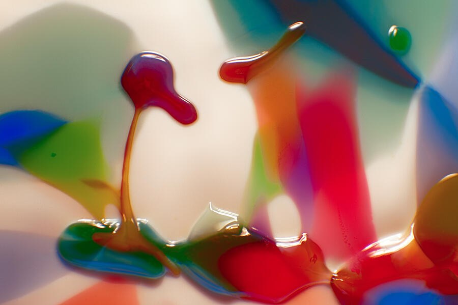 Crimson Bud, Glossy Red and Amber Abstract by Omaste Witkowski