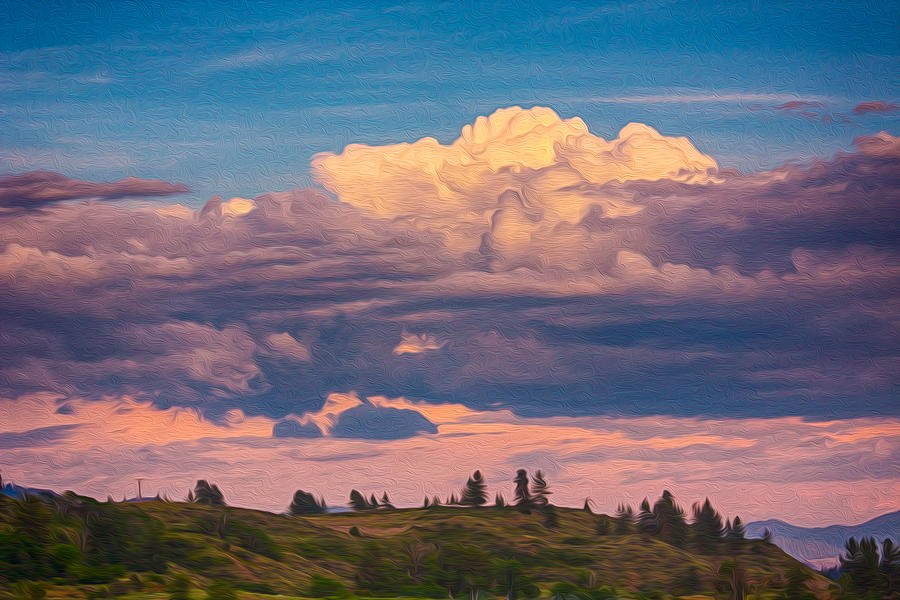 Last Light Tower, Painterly Sunset Cloud by Omaste Witkowski