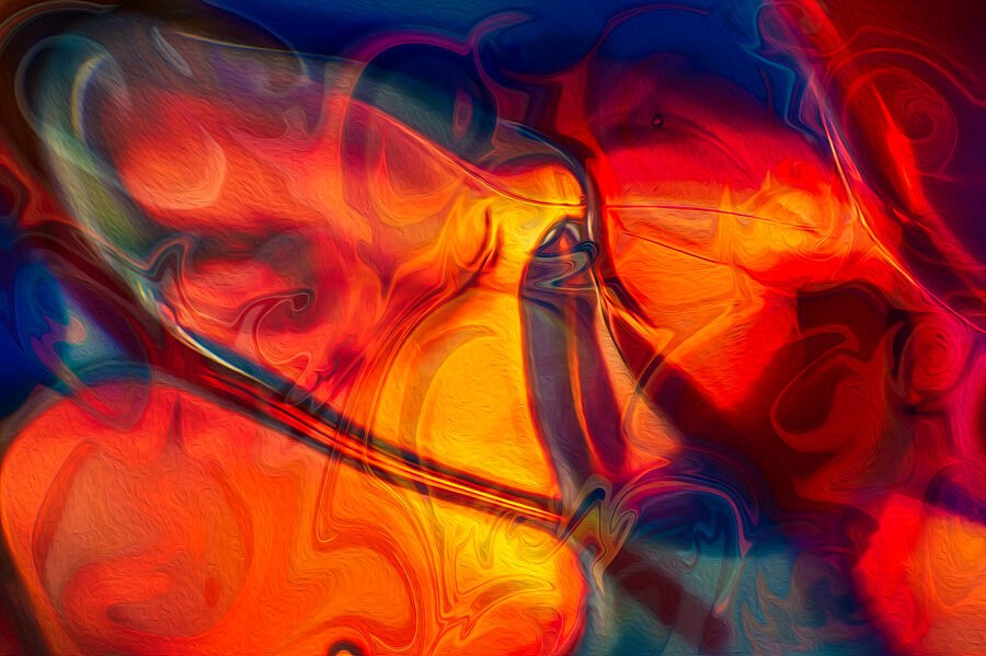 Emberglow - Marbled Orange and Blue Abstract by Omaste Witkowski