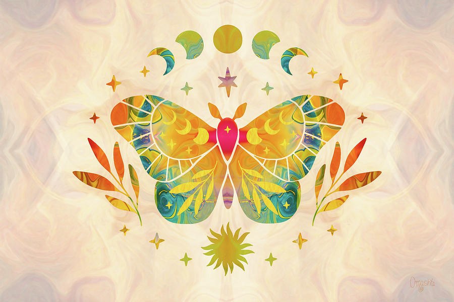 Colorful Transformations - Lunar Butterfly Art by Omaste Witkowski