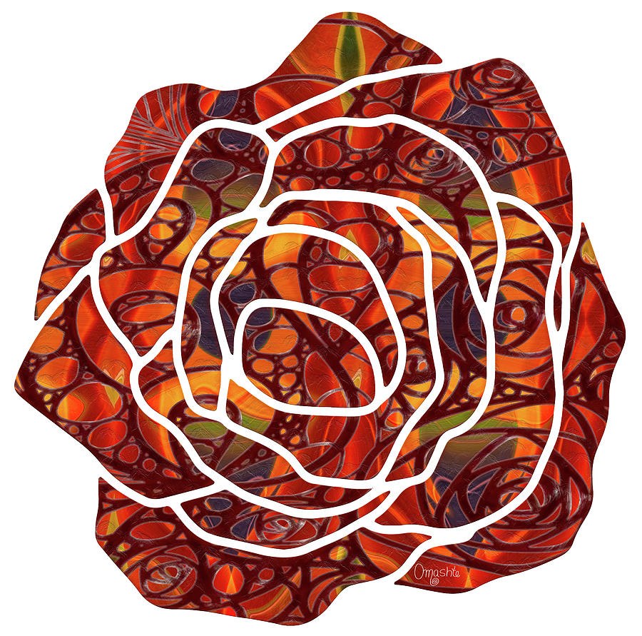 Ember Spiral Rose in Stained Glass Pattern by Omaste Witkowski