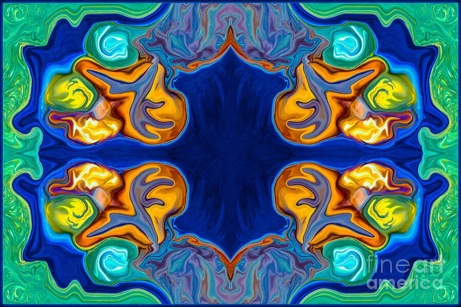 Ember Quadrants - Mirrored Orange and Navy Abstract by Omaste Witkowski