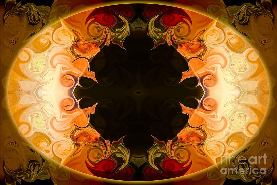 Ember Eclipse, Symmetrical Orange and Black Abstract by Omaste Witkowski