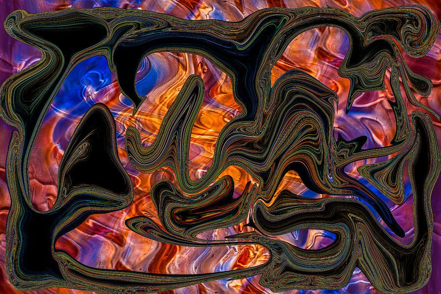 Ember Windows, Black Ribbon Abstract by Omaste Witkowski