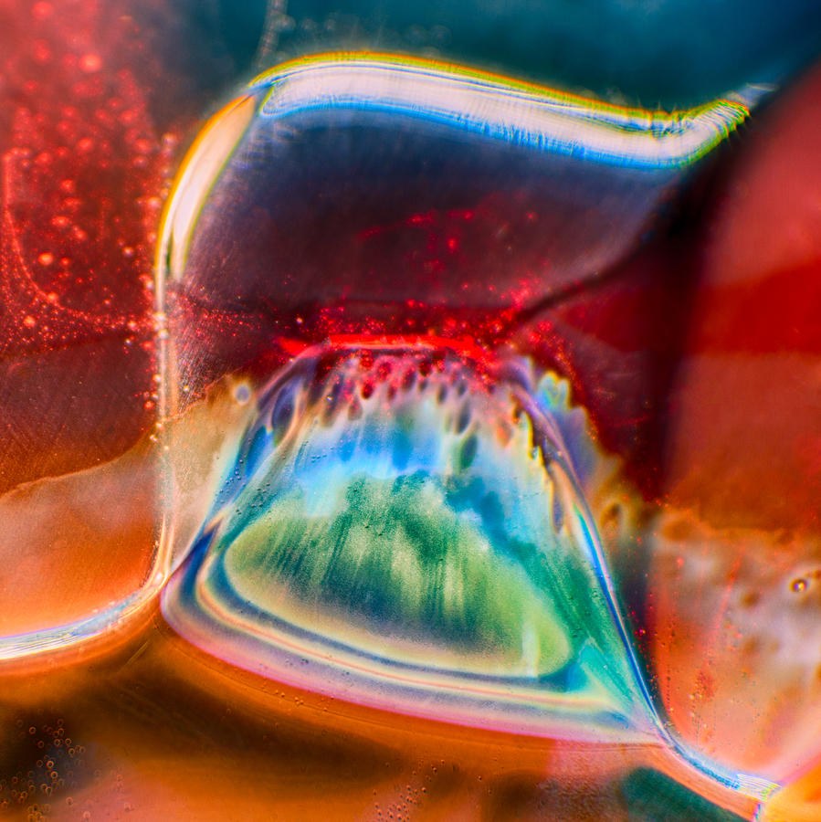 Ember Seam, Glowing Red and Teal Abstract by Omaste Witkowski