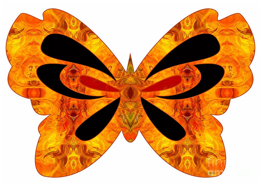 Flames Of Imagination And Abstract Butterflies by Omashte by Omaste Witkowski