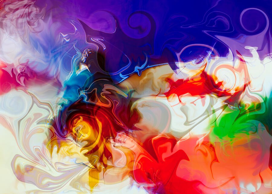 Indigo Ember Current, Fluid Abstract by Omaste Witkowski