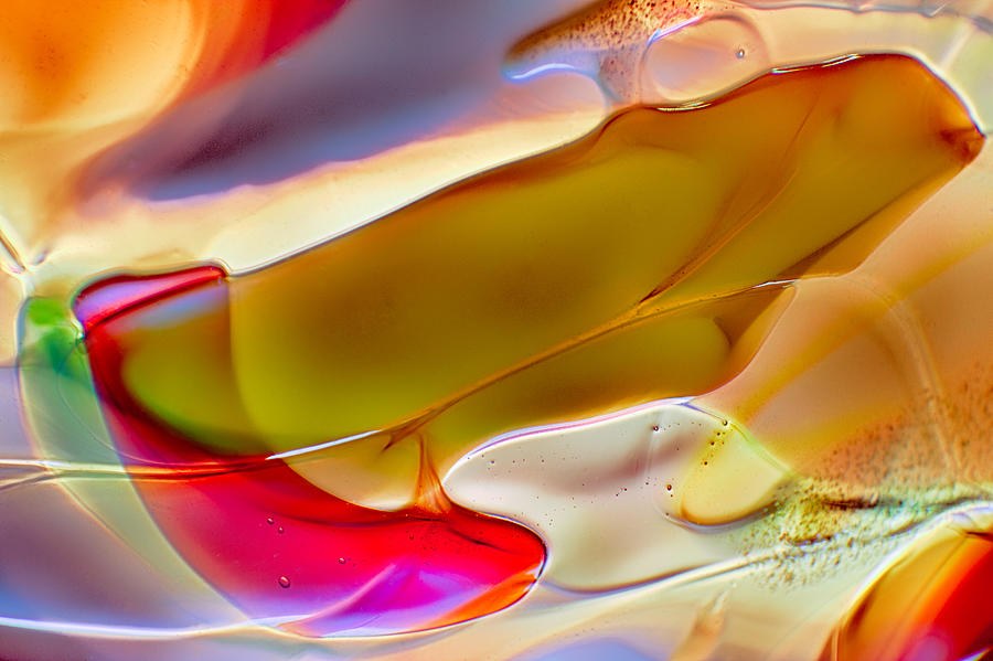 Slow Current, Olive and Magenta Abstract by Omaste Witkowski