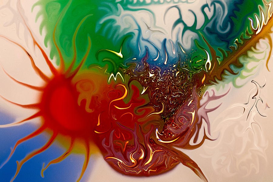 Ember Garden - Red Starburst Abstract by Omaste Witkowski