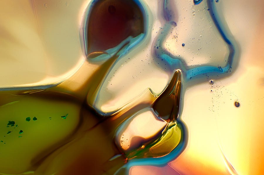 Amber Horn, Glowing Abstract in Amber and Olive by Omaste Witkowski