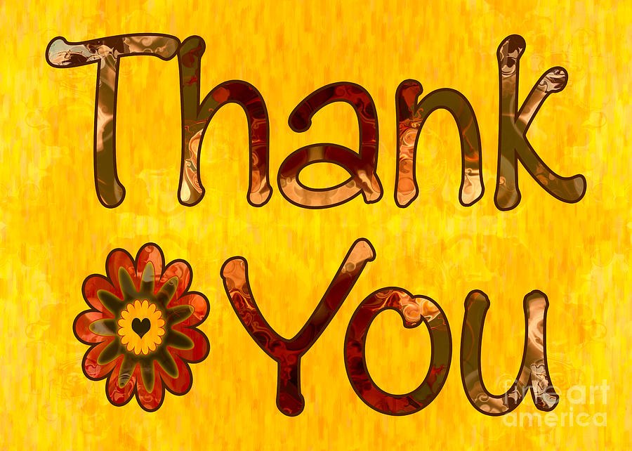 Golden Thanks Abstract Greeting Card Artwork by Omaste Witkowski by Omaste Witkowski
