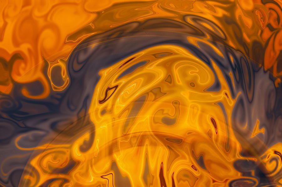 Ember Dome: Glowing Golden Swirl Abstract by Omaste Witkowski