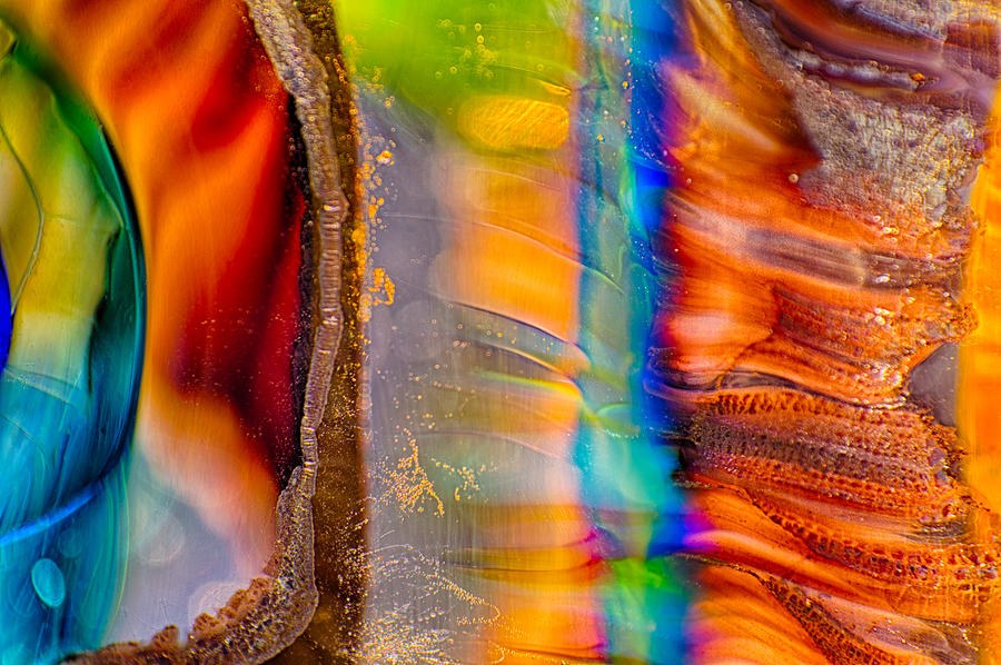 Ember Window, Abstract Glass in Orange and Blue by Omaste Witkowski