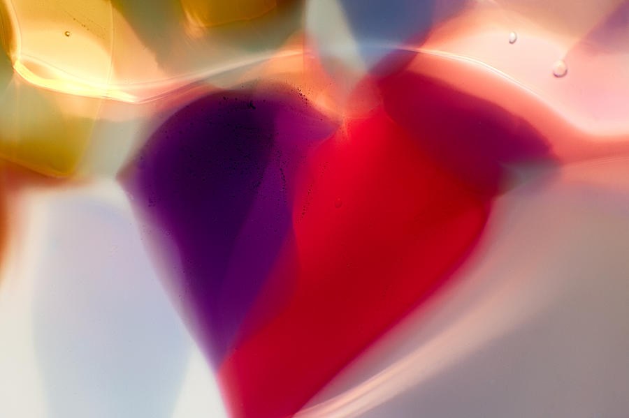 Ember Heart, Glowing Red and Purple Abstract, abstract glass art by Omaste Witkowski