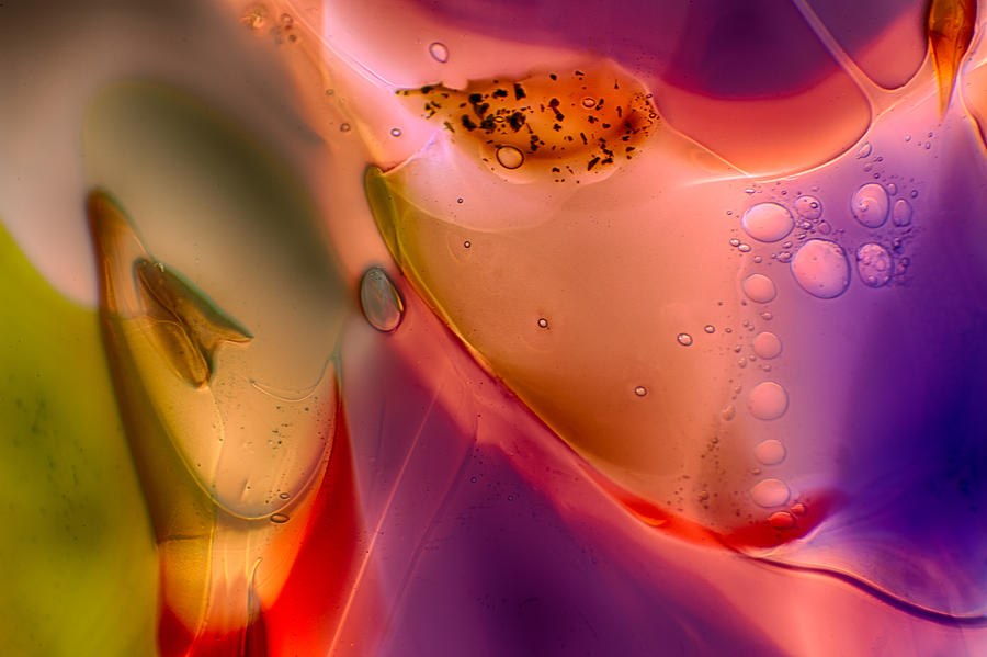 Amber Teardrop Glow, Violet and Magenta Abstract, abstract glass art by Omaste Witkowski