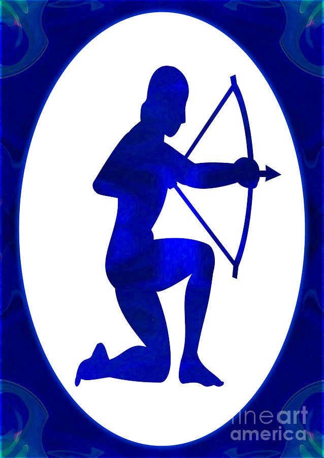 Indigo Archer Abstract Astrological Chakra Art by Omaste Witkows by Omaste Witkowski