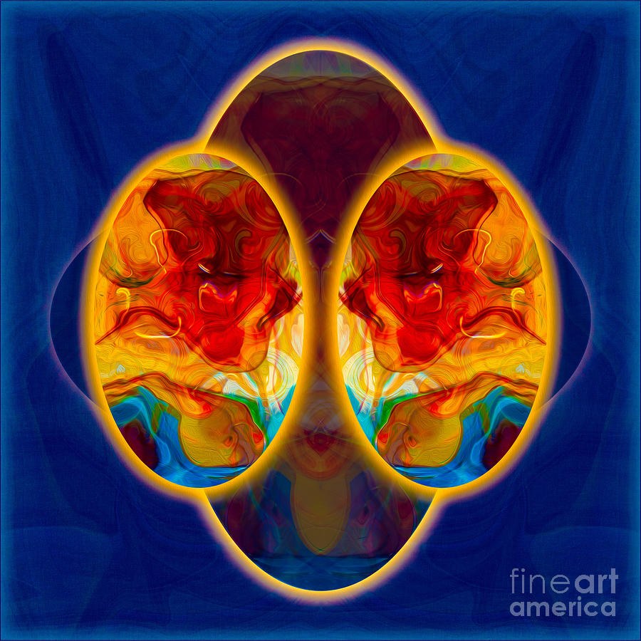 Ember Windows - Glowing Mirrored Ovals on Cobalt Blue by Omaste Witkowski