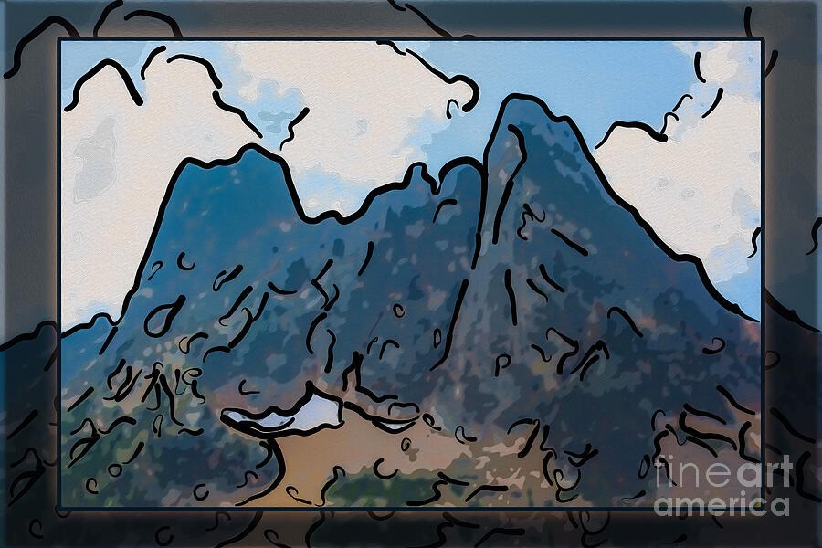 Drawn Summit, Outlined Blue Mountain Peaks by Omaste Witkowski