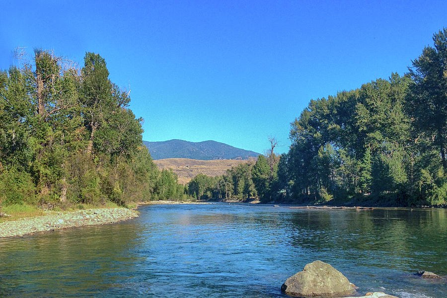 Looking Downriver From Mid River Landscape Photography by Omasht by Omaste Witkowski