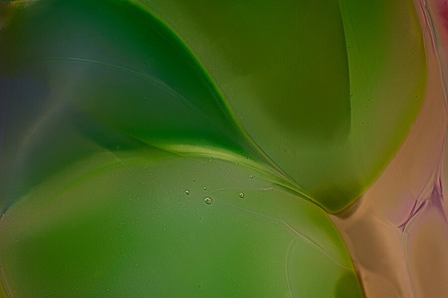 Green Seam, Abstract in Forest Green and Rose by Omaste Witkowski