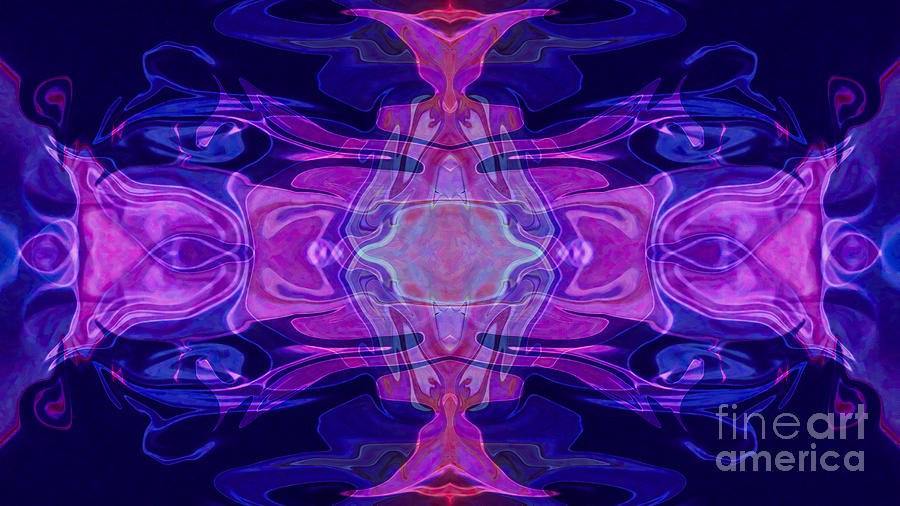 Veiled Diamond, Symmetrical Violet and Magenta Abstract by Omaste Witkowski