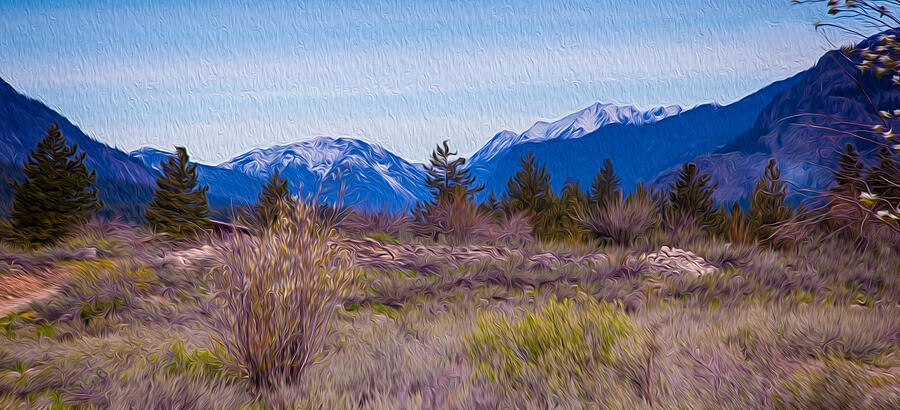 Lavender Hush: Snowy Blue Ridges Panorama by Omaste Witkowski