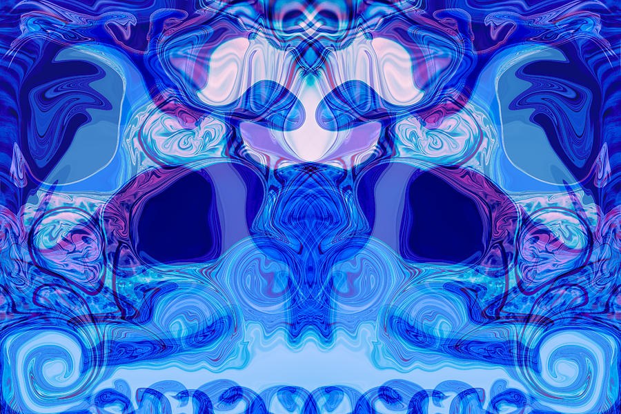 Cobalt Echo, Mirrored Blue Abstract by Omaste Witkowski