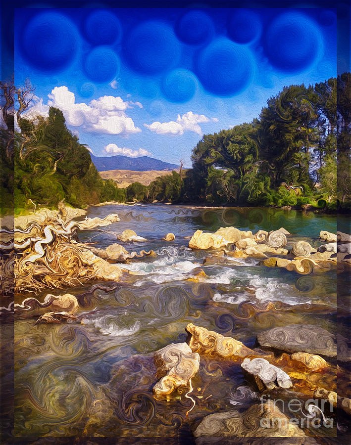 Methow River Meeting Winthrop Landscape Abstract Painting by Omaste Witkowski
