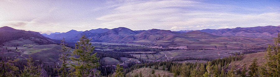 Plum Ridges Panorama - Purple Mountain Valley by Omaste Witkowski