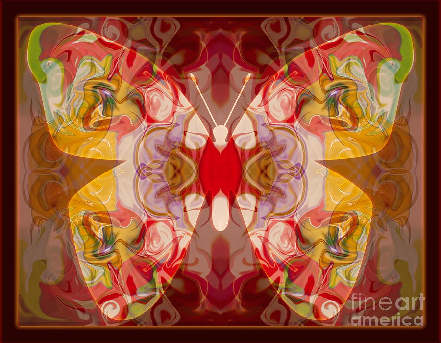 Ember Wings - Mirrored Red and Gold Butterfly by Omaste Witkowski