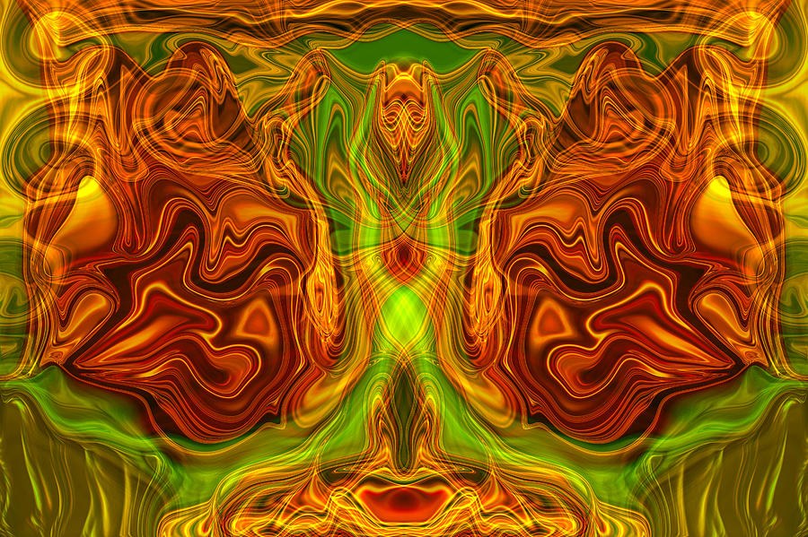 Ember Totem, Mirrored Swirl Abstract by Omaste Witkowski