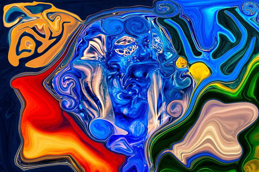 Cobalt Tide, Glassy Blue Abstract by Omaste Witkowski