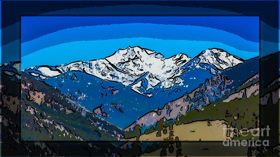 Cobalt Summit, Posterized Snowy Mountain Peaks by Omaste Witkowski
