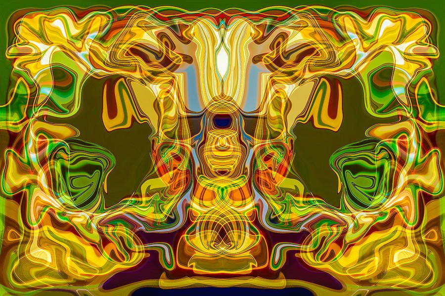 Golden Totem, Mirrored Ribbon Abstract by Omaste Witkowski