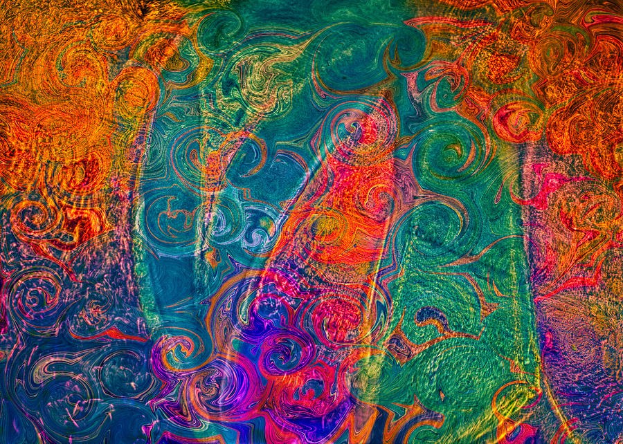 Ripple Carnival, Teal and Orange Swirl Abstract by Omaste Witkowski