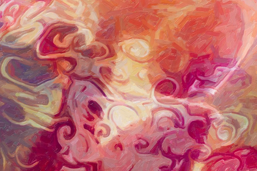 Ember Ribbons, Coral Swirl Abstract by Omaste Witkowski