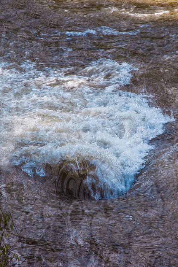 Mysterious Wave Blue Whitewater River Abstract by Omaste Witkowski