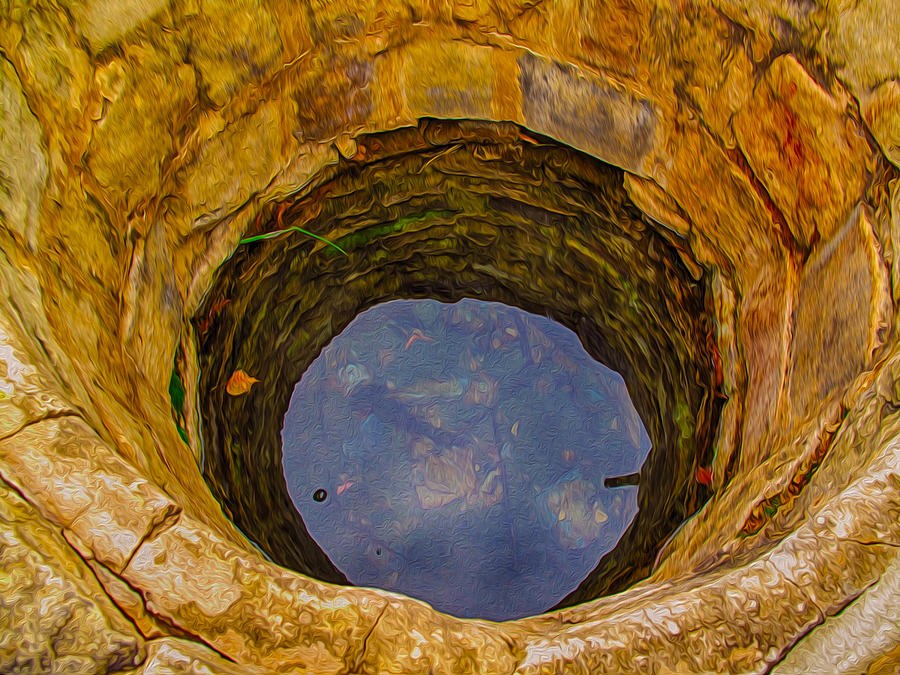 Sky Below, Golden Stone Well from Above by Omaste Witkowski