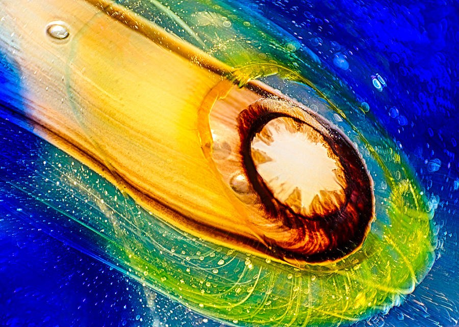 Amber Comet, Glowing Abstract in Cobalt Blue by Omaste Witkowski