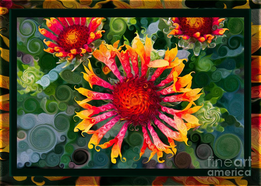 Passionate Pinwheels and Blooming Abstract Flower Art by Omaste Witkowski