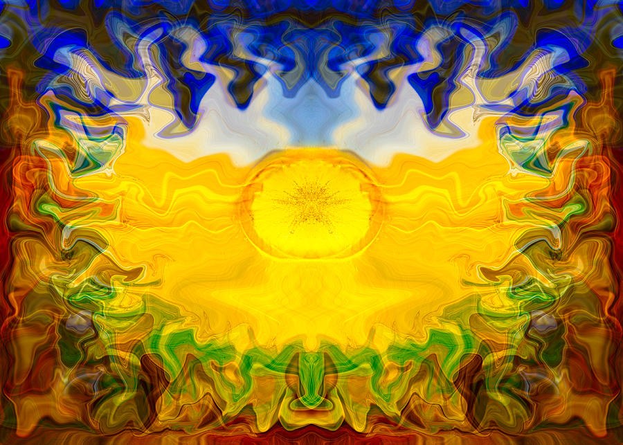 Golden Daybreak, Mirrored Abstract by Omaste Witkowski