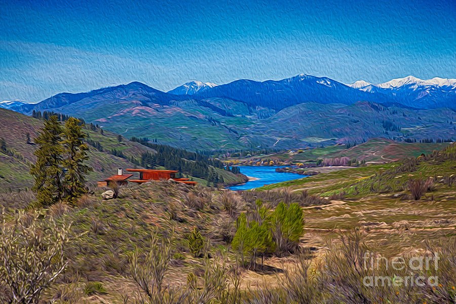 Blue Ribbon Valley - Painterly Mountain Landscape by Omaste Witkowski